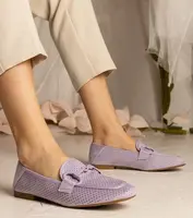 Gemre Purple women's perforated loafers with decoration Mensory