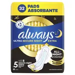 Always Nočné hygienické vložky Ultra Extra Secure Night 32 ks