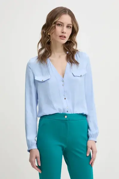 Košile Morgan CIBILE dámská, modrá barva, regular, s klasickým límcem, CIBILE