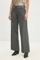 Kalhoty Answear.LAB dámské, šedá barva, široké, high waist