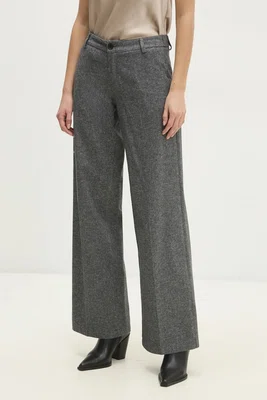 Kalhoty Answear.LAB dámské, šedá barva, široké, high waist