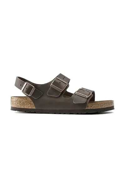 Kožené sandály Birkenstock Milano dámské, hnědá barva, 34873