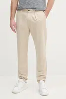 Kalhoty s příměsí lnu Tommy Hilfiger béžová barva, MW0MW38798