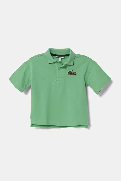 Dětská bavlněná polokošile Lacoste zelená barva, s aplikací, PJ2482