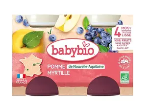 Babybio Jablko a borůvky 2x130 g