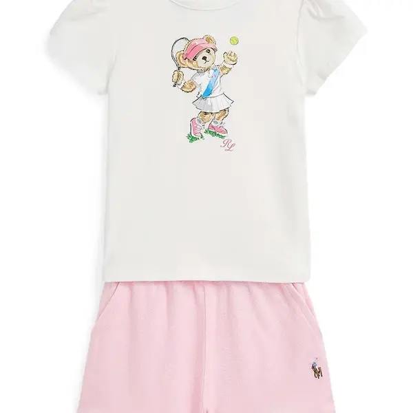 Dětská bavlněná souprava Polo Ralph Lauren bílá barva