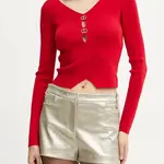 Kraťasy Patrizia Pepe dámské, zlatá barva, hladké, high waist, 2P1645 A502