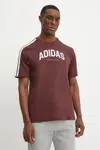 Bavlněné tričko adidas M C COLLE Collegiate vínová barva, s potiskem, JM0380