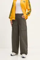 Kalhoty adidas Originals Essential dámské, zelená barva, široké, high waist, JD4785
