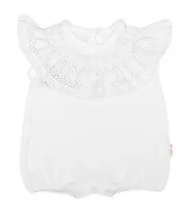 Baby Nellys Body s nohavičkami, mušelín s krajkou BOHO - bílé, vel. 80
