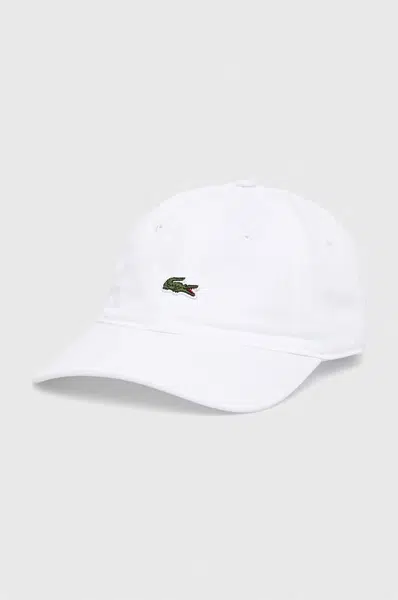 Bavlněná baseballová čepice Lacoste bílá barva, s aplikací, RK0491-031