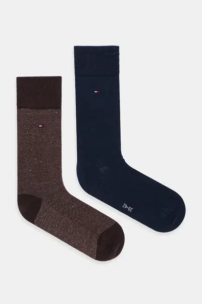 Ponožky Tommy Hilfiger 2-pack hnědá barva, 701236313