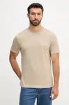 Bavlněné tričko Guess pánské, béžová barva, s aplikací, U5RI01 KCAM1
