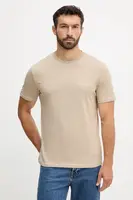 Bavlněné tričko Guess pánské, béžová barva, s aplikací, U5RI01 KCAM1