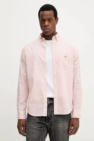 Bavlněná košile Gant pánská, červená barva, regular, s klasickým límcem, 3250149