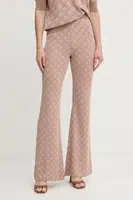Kalhoty s příměsí lnu Silvian Heach ARIS dámské, růžová barva, zvony, high waist, GPA25201PA