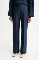 Kalhoty MM ULIVO dámské, tmavomodrá barva, high waist, 2526786027600