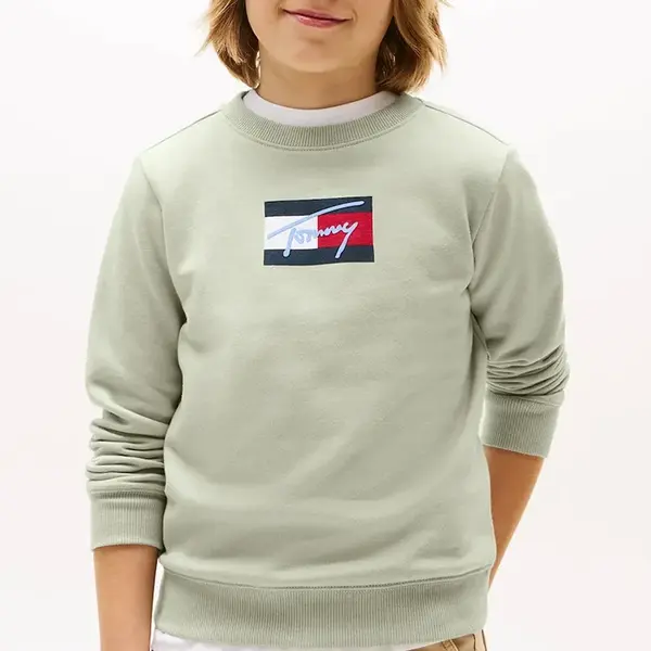 Dětská bavlněná mikina Tommy Hilfiger tyrkysová barva, s potiskem, KB0KB09741