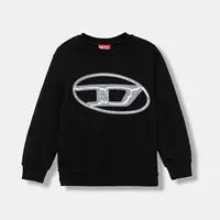 Dětská bavlněná mikina Diesel SBONNIE OVER SWEAT-SHIRT černá barva, s potiskem, J02488