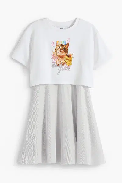Dívčí šaty Desigual bílá barva, midi, 25WGVK11