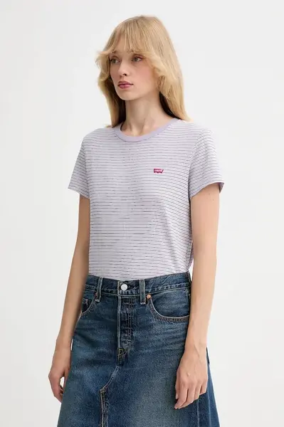 Bavlněné tričko Levi's dámské, fialová barva, 39185