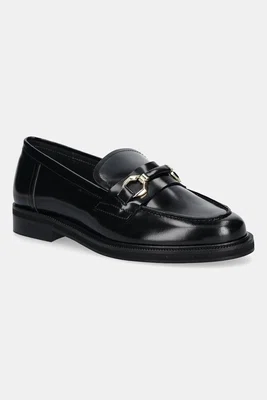 Kožené mokasíny Jonak DROP CUIR GLACE dámské, černá barva, na plochém podpatku, 3700202