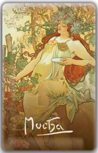 Magnet Alfons Mucha – Podzim, 54 × 85 mm