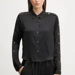Košile Dkny dámská, černá barva, relaxed, s klasickým límcem, P5EM7B93