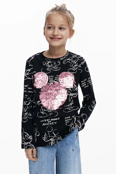 Dětské bavlněné tričko s dlouhým rukávem Desigual černá barva, 25WGTK25