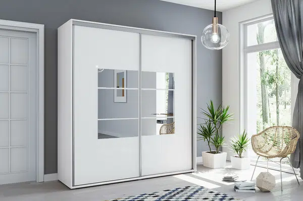 Šatní skříň Ska A02 XL Barva korpusu: Bílá, Rozměry: 100 cm, Dveře: Bílé