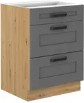 Spodní skříňka Luna 60 D 3S BB - Premium Box Barva korpusu: Dub artisan, Barva dvířek: Dust Grey