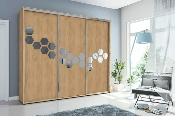 Šatní skříň Ska A23 XL Barva korpusu: Dub - Craft zlatý, Rozměry: 278 cm, Dveře: Dub - Craft zlatý