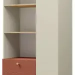 Regál Yuki 3 Barva korpusu: šedobéžová/ dub olejovaný/ koral