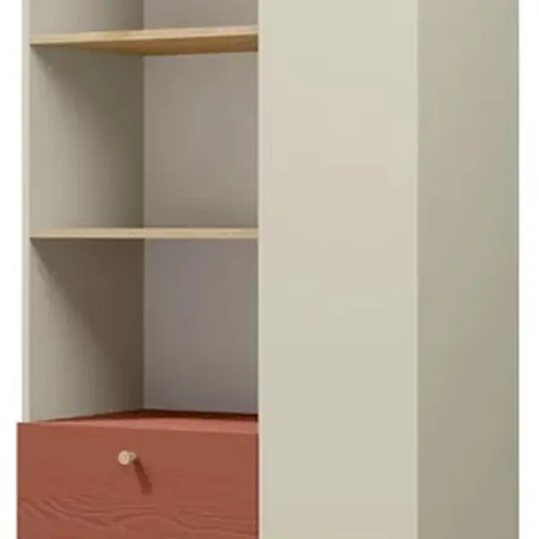 Regál Yuki 3 Barva korpusu: šedobéžová/ dub olejovaný/ koral