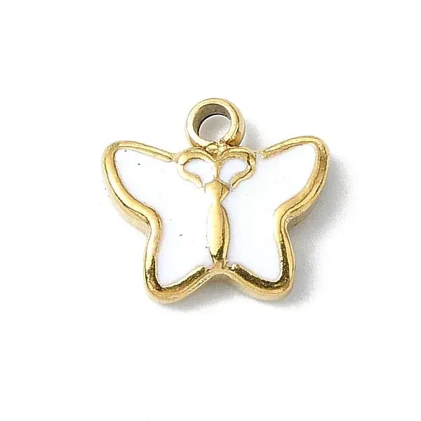 304 Stainless Steel White Enamel Charms