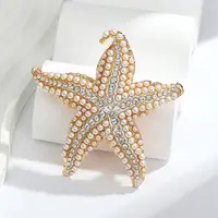 Starfish Alloy Rhinestone Lapel Pins for Backpack Clothes