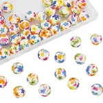 50Pcs Round with Flower Food Grade Eco-Friendly Silicone Beads