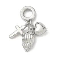 Brass Micro Pave Clear Cubic Zirconia European Dangle Charms