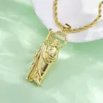 Brass Micro Pave Clear Cubic Zirconia Saint Jude Pendant Necklaces