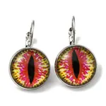 Dragon Eye Glass Leverback Earrings with Brass Earring Pins
