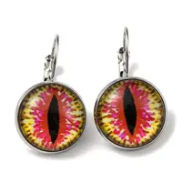 Dragon Eye Glass Leverback Earrings with Brass Earring Pins