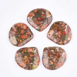 Synthetic Gold Line Regalite/Imperial Jasper/Sea Sediment Jasper Pendants