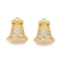 Christmas Theme Brass Pave Clear Cubic Zirconia Pendants