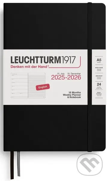 Weekly Planner & Notebook 2026 Medium (A5) 18 Months Black,Weekly Planner & Notebook 2026 Medium (A5) 18 Months Black