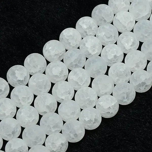 Synthetic Frosted Crackle Quartz Round Beads Strands