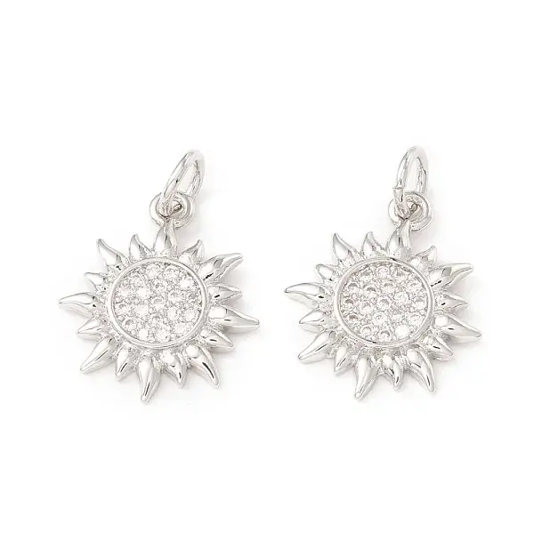 Brass Micro Pave Clear Cubic Zirconia Pendants