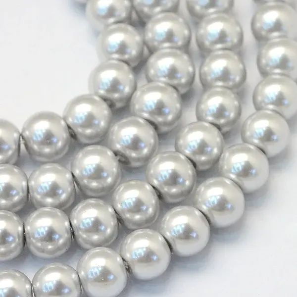Baking Paint Pearlized Glass Pearl Round Bead Strands