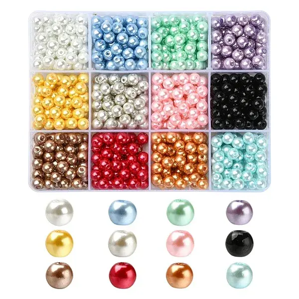 780Pcs 12 Colors Baking Painted Glass Pearl Beads