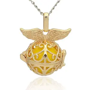 Golden Tone Brass Hollow Round Cage Pendants