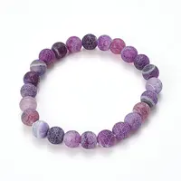 Natural Weathered Agate Beaded Stretch Bracelets